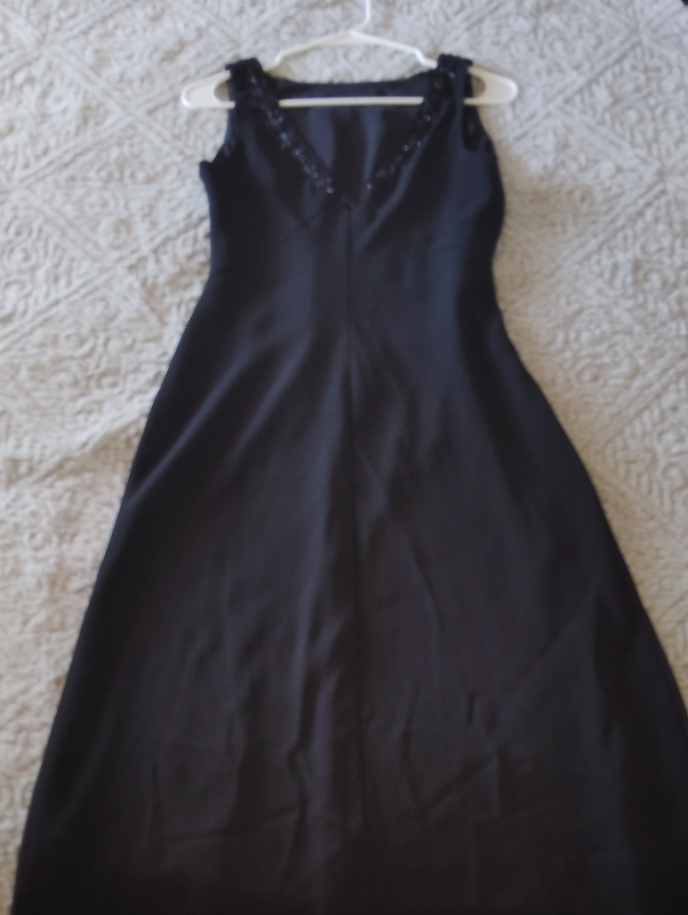 Black Sleeveless Maxi Dress with Beaded V-Neck